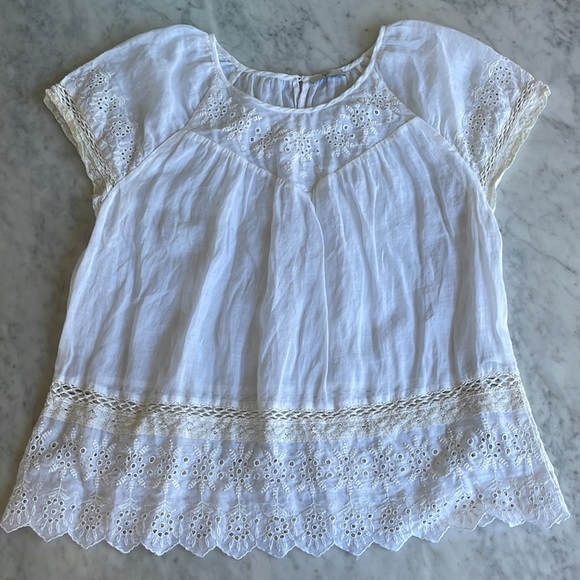 Joie Embroidered-Eyelet Short Sleeve Top - Picture 5 of 10